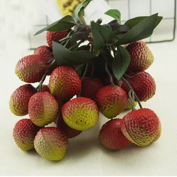1 връзка с дължина 18 см, имитация на фалшиви изкуствени Плодове личи и изкуствени плодове личи, пластмасов фалшива имитация на плодове личи, модел