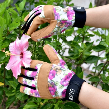 1 Чифт Градинарски Ръкавици от козя кожа Кожа за Жени, Защитени от Шипове, Работни Градински Ръкавици за Плевене, Копаене, Засаждане на Рози