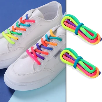 1 Чифт Цветни Връзки Бонбони Наклон Вечерни Туристически Обувки Ремък За Обувки Платно На Струни, Къмпинг Цвят На Дъгата Ремък