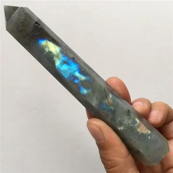 130-150мм Натурален лабрадорский кварцов обелиск кристален жезъл точка лечебни камъни