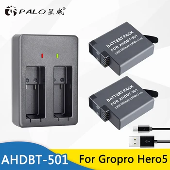 2 елемента AHDBT-501 AHDBT501 Hero5 Батерия Akku + USB 2-Пристанище зарядно устройство с пристанище Type C за GoPro Hero 5 GoPro Hero 6 Батерията на Камерата