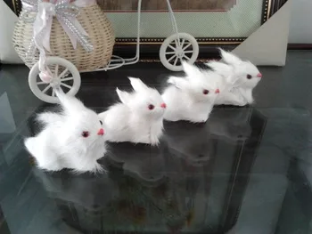 4 бр мини имитация на скъпа играчка зайче полиетилен и кожа малък заек кукла украшение подарък от около 7,5 см 0853