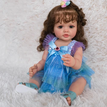 55 СМ цялото Тяло на Възстановената Момиче Кукла Бети Ръчно Рисувани с Видими Венами Реалистична 3D Укорененная Кожа с Дълга Коса Художествена Кукла за Подарък