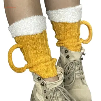 Crochet Гамаши От Акрилни Влакна, Дамски Топли Зимни Копчета за Обувки, Кратък костюм, Една двойка, е подходящ за повечето жени дължина 25 см