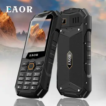 EAOR Тънък Здрав Телефон IP68 с три функции за Защита, по-Голямата батерия от 2000 mah, две SIM-карти, телефони с кнопочной панел, телефон, с Отблясъци