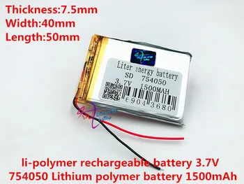 li-po 3,7 В, 1500 ма 754050 полимерна литиево-йонна/Литиево-йонна батерия за видеорегистратора, GPS, mp3, mp4, мобилен телефон, динамика