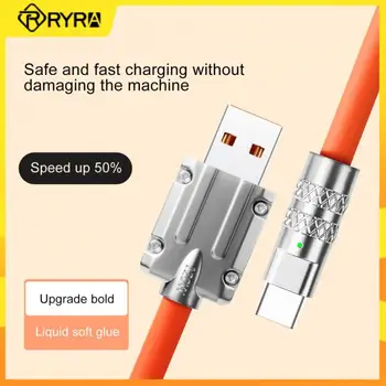 RYRA 120 W 6A Бързо Зареждане на Type-C Течен Силиконов Кабел За Данни Бързо Зареждане на USB Линия за Предаване на Данни За iPhone Huawei, Xiaomi