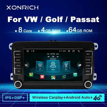 Авто радиоплеер Carplay Android 11 За VW/Volkswagen/ Golf /Passat /b7/b6/Skoda /Seat /Octavia/Polo /Tiguan GPS Мултимедия 2 Din DSP