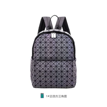 Дамски прозрачен дамски решетчатая чанта за лаптоп на рамото, сгъваема раница за момичета, училищен геометричен раница