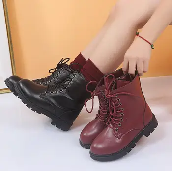 Детски обувки есен-зима 2021, корейската версия на кратки обувки Martin, кожени водоустойчив детски зимни обувки за момичета и момчета