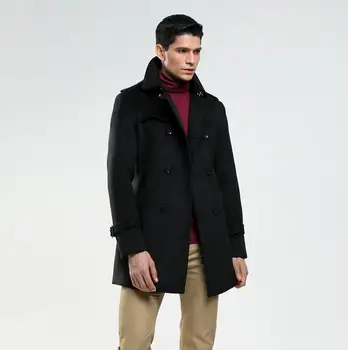 Ежедневното вълна палто мъжки тренчи с дълги ръкави на палтото мъжки кашемировое палто casaco masculino Англия пролет есен корейски
