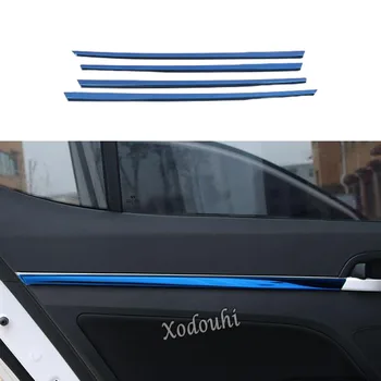 За Hyundai Elantra Avante 2016 2017 2018 2019 2020 Автомобили Капачка От Неръждаема Стомана, Вътрешна Врата Купа Отрежете Горната Лента Рамка Стик 4 Бр.