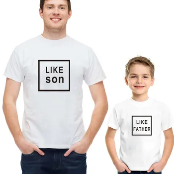 Като син, като баща си, тениски за татко и мен, Облекло за баща и син, едни и същи комплекти за семейството, Подарък за Деня на бащите, Семеен начин за по-малките момчета