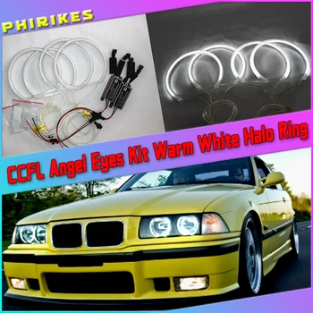 Комплект CCFL Angel Eyes Топло Бяло пръстен на Halo 131 мм * 4 за BMW E36 E38 E39 E46 (с оригинален проектор)