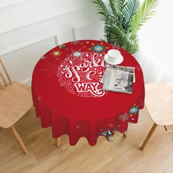 Кръгла Покривка Червен Празничен Дизайн Покривка Коледна Снежинка Кутията на Масата за Сватбеното Парти маса за Хранене, Банкети