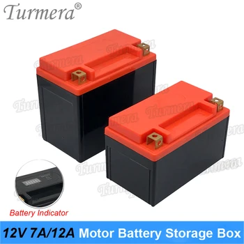 Кутия за съхранение на батерии Turmera 12V Празен калъф с индикатор за мотоциклетни акумулатори с капацитет от 7 Ah до 12 Ah или за непрекъсваемо захранване