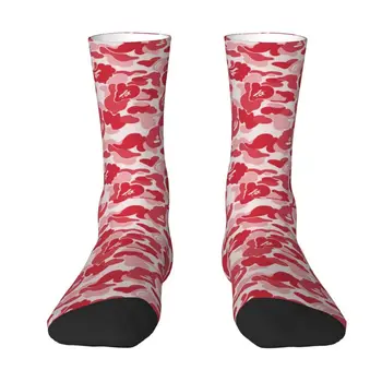 Модерен Мъжки Розови Девчачьи Камуфляжные чорапи Унисекс, Удобни Чорапи с 3D-Принтом, Камуфляжные чорапи за Екипажа