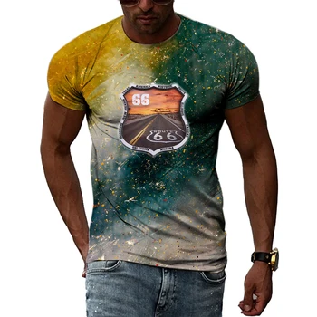 Мъжка лятна риза с 3D-принтом Highway 2022, индивидуалност, модни и ежедневни дрехи с къси ръкави.