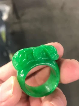 Натурален зелен нефрит пръстен ръчно изработени цветя jadeite нефрит пръстен пръстен марка 