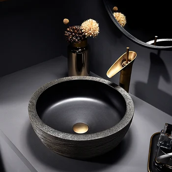 Нов дизайн, Европейски стил, Ръчно изработени Lavabo Керамична Мивка Художествена Мивка За Баня, Плот художествена керамика мивка