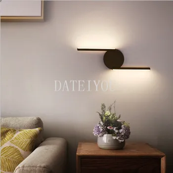 НОВ Модерен прост чайна спалня нощни коридор, с монтиран на стената лампа, черно-бял алуминиев стенен лампа
