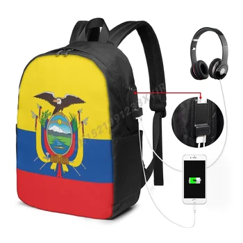 Раница Знаме на Еквадор Карта Еквадорски на страната Е В МОЯТА ДНК Фенове на Студентски Училище раница Пътен Случайни Раница за лаптоп Унисекс
