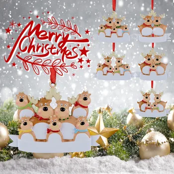 Семейно Коледно Дърво за Украса от 6 БР. Дрънкулки 2021, Персонални Дърво Коледна Украса, Коледна Семейна Снежинка И Украшение