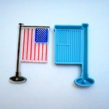 Силиконови Форми Флаг на САЩ Ключодържател Мухъл С Дупка Ключодържател Висулка САМ Занаяти