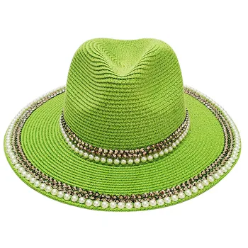 Сламена шапка лятото нов стил планински кристал дизайн солнцезащитная шапка дамска сламена шапка фетровая шапка цилиндър шапка унисекс солнцезащитная шапка унисекс активност шапка