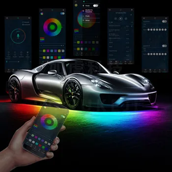 Универсален RGB Многоцветен Гъвкав Струящийся Авто LED Лампа Underglow Underbody Водоустойчив Авто Неон С Лампа Chassi