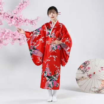 Цвете Традиционно Японско Рокля Кимоно За Жени, Дамски Мека Удобна Пижама С V-образно деколте, Секси Халат за баня, Дамски Източна Пижами Юката