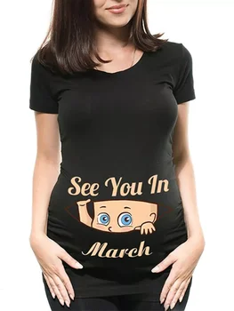 Ще се видим през януари-декември, женска Тениска за бременни, Обявяването на бременността за Бременни, нови Дрехи за майките